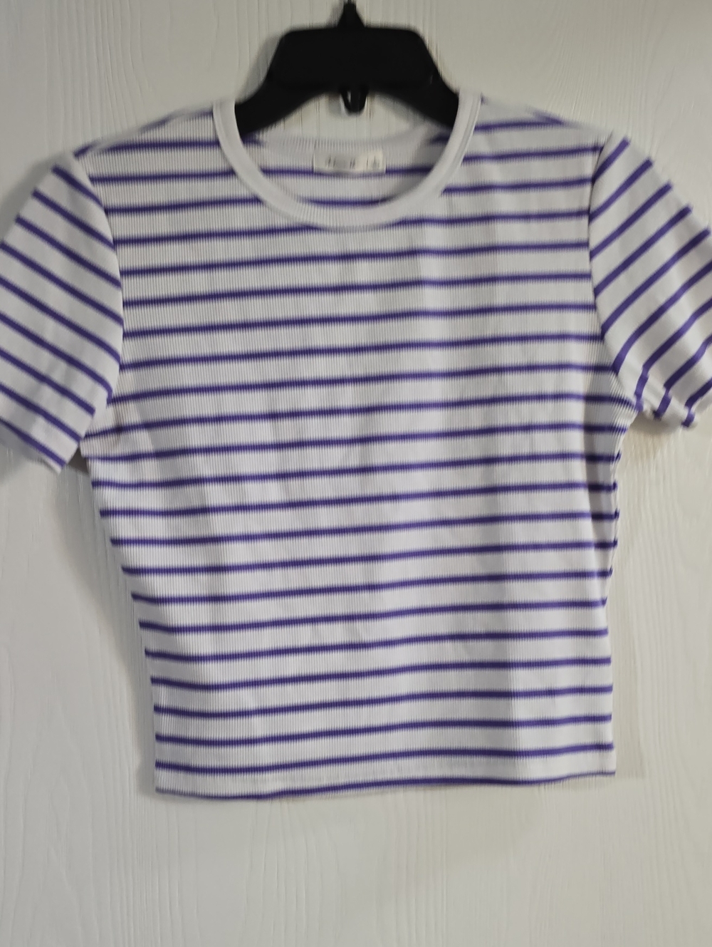 Active USA White and Purple Striped Short Sleeve Tee